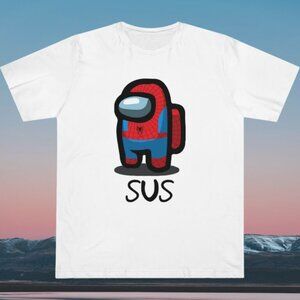 Among Us Spider Man Meme T Shirt Red Sus Funny Crossover Graphic Fan Gift Retro